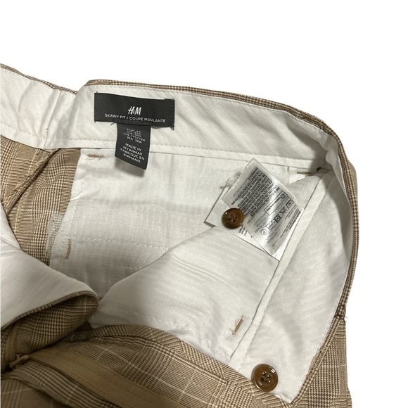 3 For 25 |H&M Beige Checked Skinny Fit Trousers - Picture 4 of 4